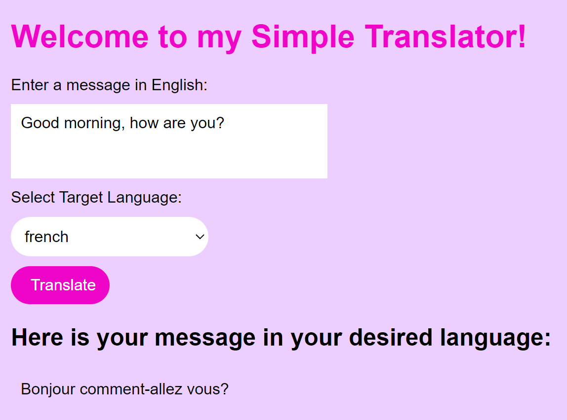 Simple Language Translator Mahad Ahmed - Personal Website